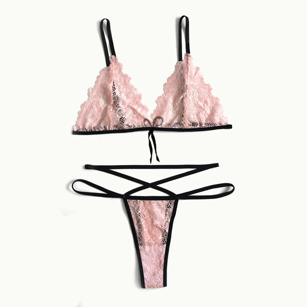 

Porno Bandage Erotic Ladies Lingerie Baby Doll Set Thong Lace Bra Temptation No Steel Ring Bra Sexy Lenceria Women Underwear Hot