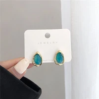 2021 south korea new geometric hollow tear drop ear stud simple blue water drop fashion womans earrings party jewelry gifts