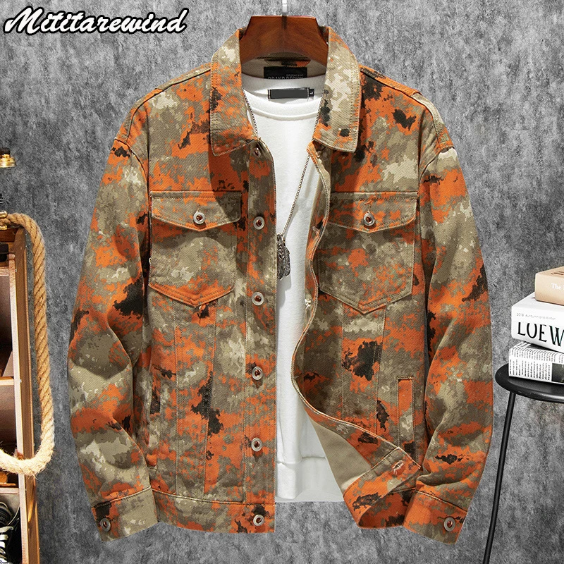 

Camouflage Spring Autumn Denim Jacket Men Casual Streetwear Plus Size M-4XL Jean Jacket Korean Fashion Windbreaker Cowboy