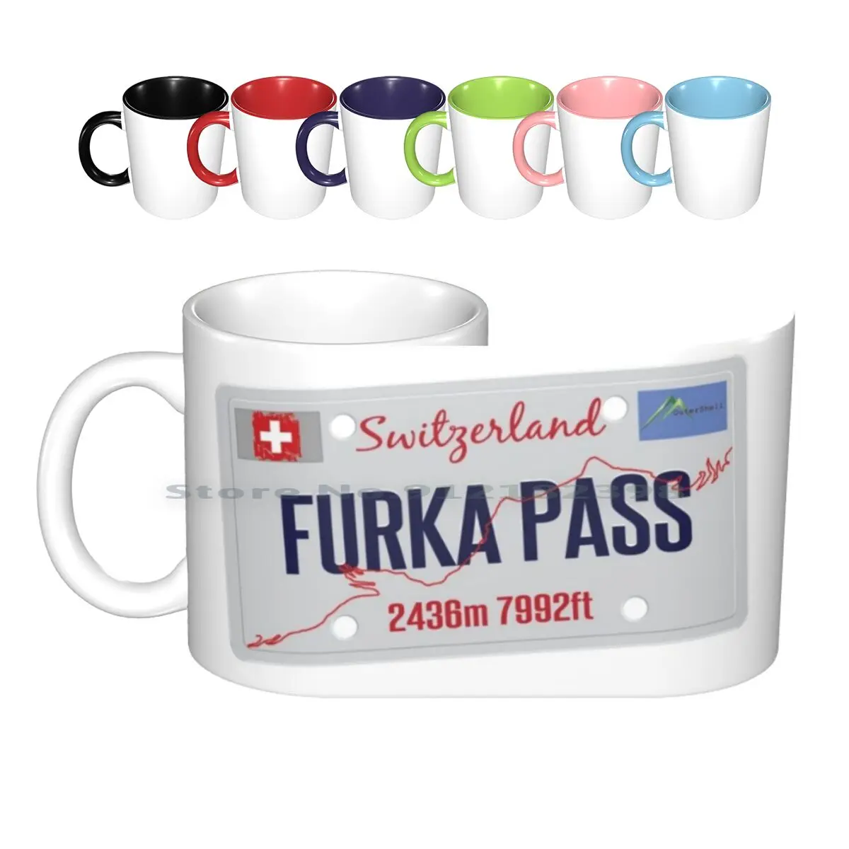 

Керамические кружки Furka Pass Swiss Roadtrip с номерным знаком, кофейные чашки, кружка для молока и чая, Furka Pass Route Des большие Альпы