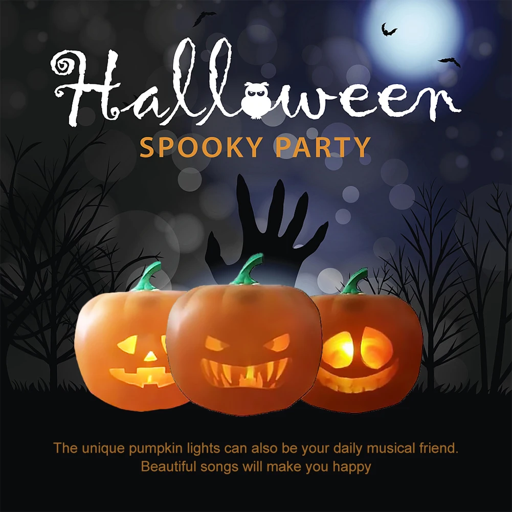 Linterna LED con forma de calabaza para decoraci&oacute;n de fiestas de Halloween, l&aacute;mpara de proyecci&oacute;n escalofriante, para cantar, para ni&ntilde;os, de EE. UU., UE y Reino Unido-0