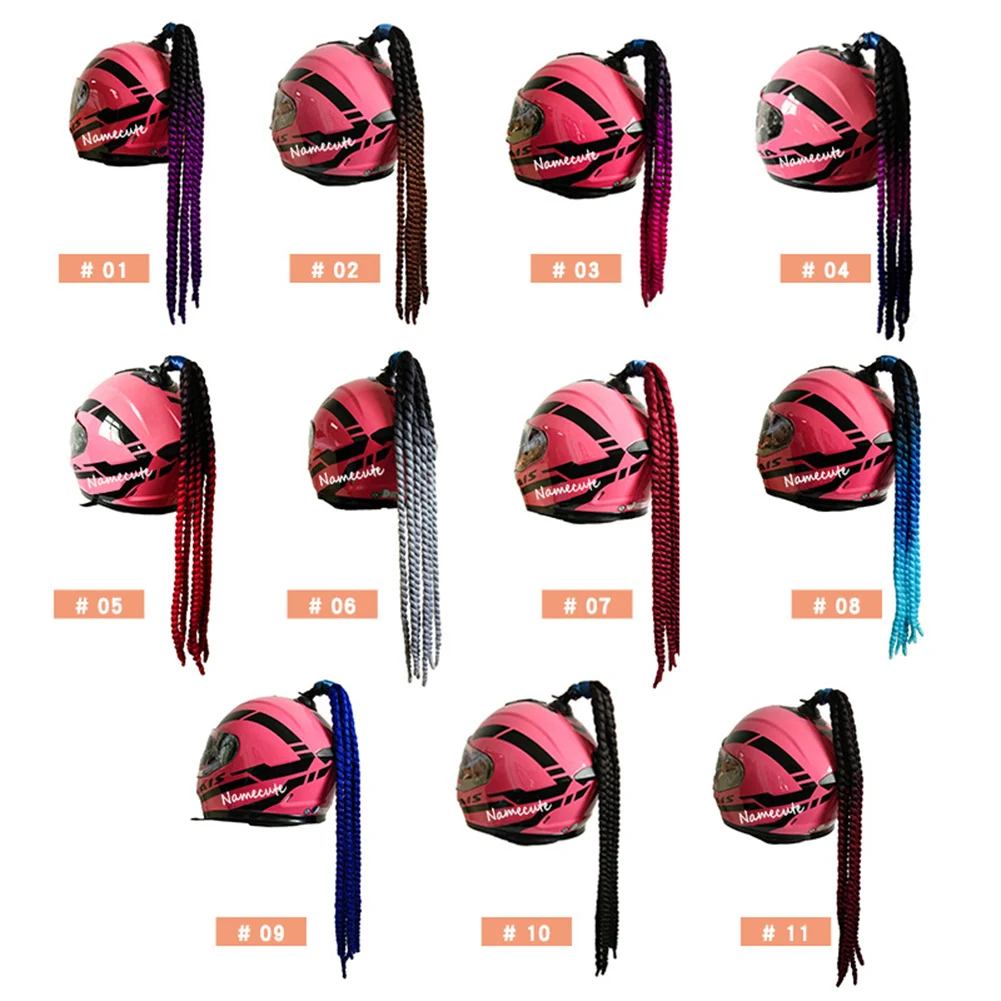 

60cm Motorcycle Helmet Dreadlocks Women Helmet Dreadlocks Ponytail Braid Motocross Bicycle Helmet Punk Hair Decoration