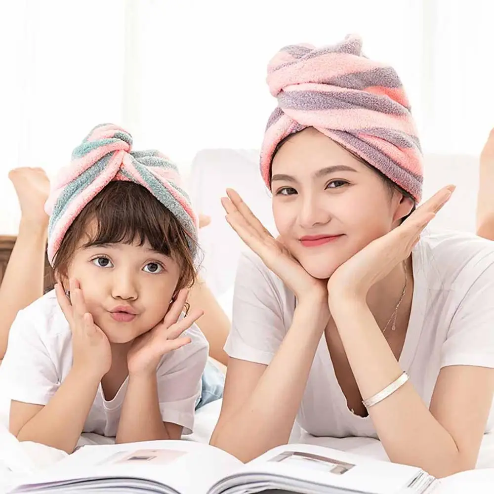 Тюрбан волос Microfiber шапка для быстрой сушки завернутый Полотенца купальный Кепки