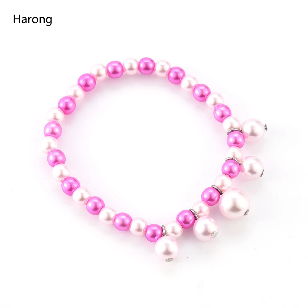 Harong Браслет божья коровка с искусственным жемчугом розовые бусины Шарм мальчик