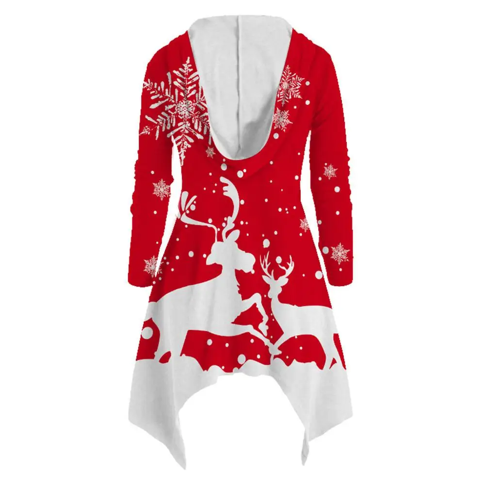 Женское зимнее вечерние чное платье с капюшоном круглым вырезом и длинным