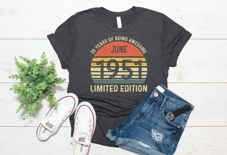

70th Birthday Shirt Personalized Birthday Gift Party Harajuku Female Clothing Cotton Funny Letter Women Short Sleeve Top Tees