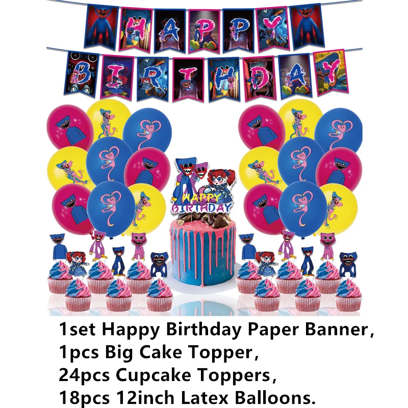 Huggy Wuggy Balloons Poppy Playtime Game Party Decoration Set Anime Ballons Peluche Happy Birthday Banner Kids Cake Topper Toy | Дом и сад