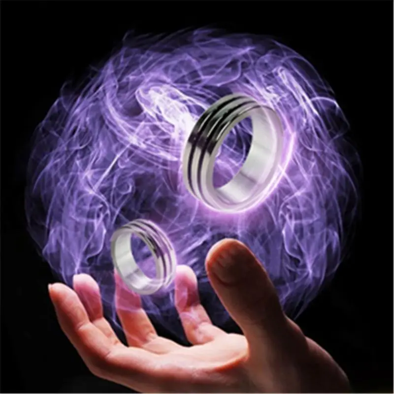 

Black Two Circle Pk Ring Magic Tricks Strong Magnetic Magnet Ring Coin Finger Decoration 18/19/20mm Size Magic Ring Props D55E