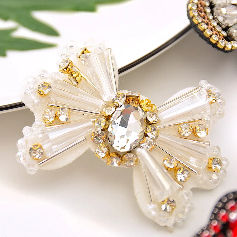 Модные 3d-аппликации Стразы с бусинами и кристаллами дизайнерские нашивки бантом