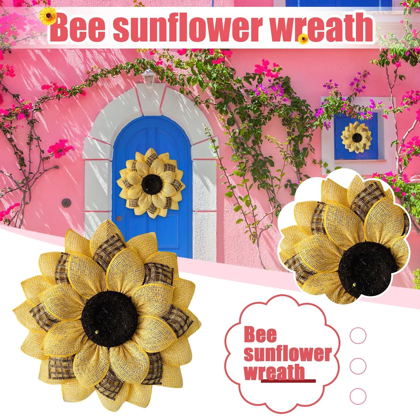 

Bee Festival Decoration Simulation Leaf Bee SunflowerWreath Artificial Garland Hanging Pendants Wedding Ramadan Decoration