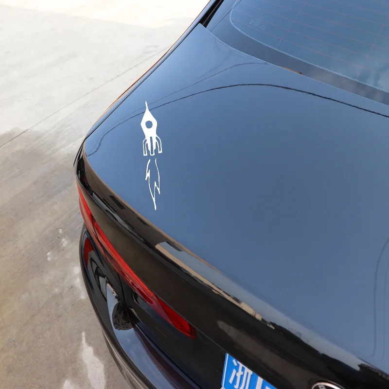 

YJZT 9CM*18.1CM Rocket Launching Dazzling Vinly Decal Delicate Car Sticker Cute Black/Silver C27-1264