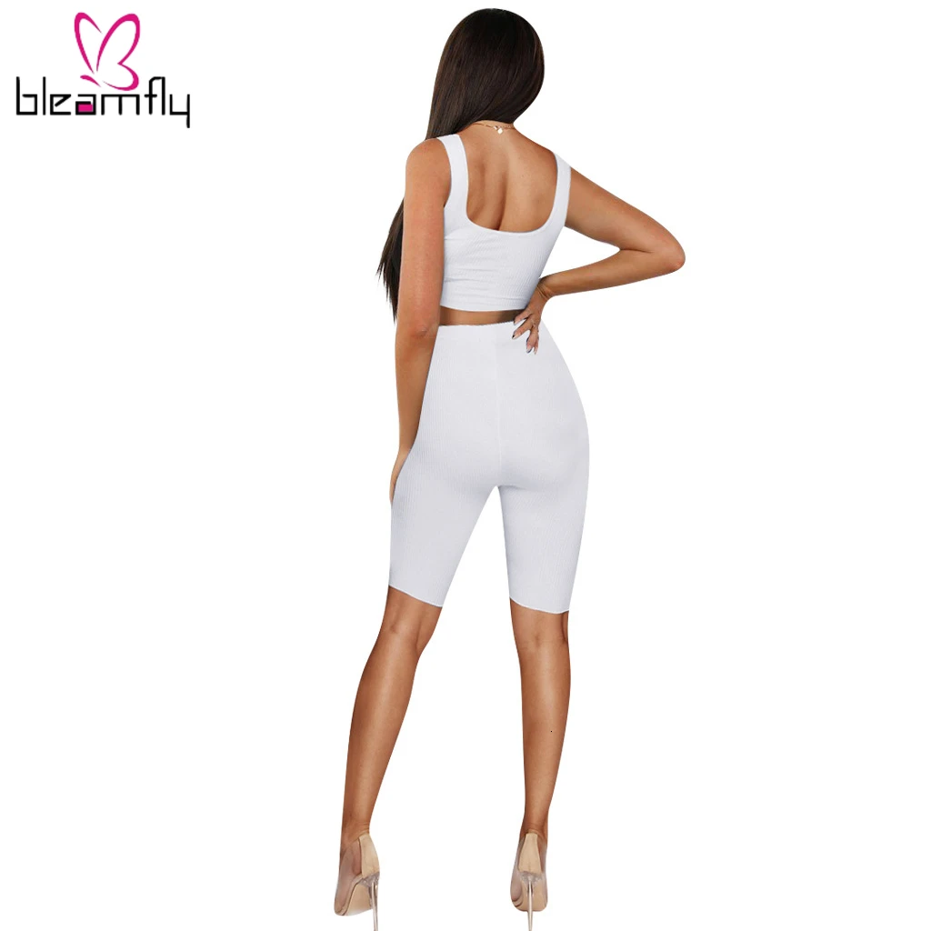 2019 летний женский трикотажный топ без рукавов до колен штаны костюм из двух