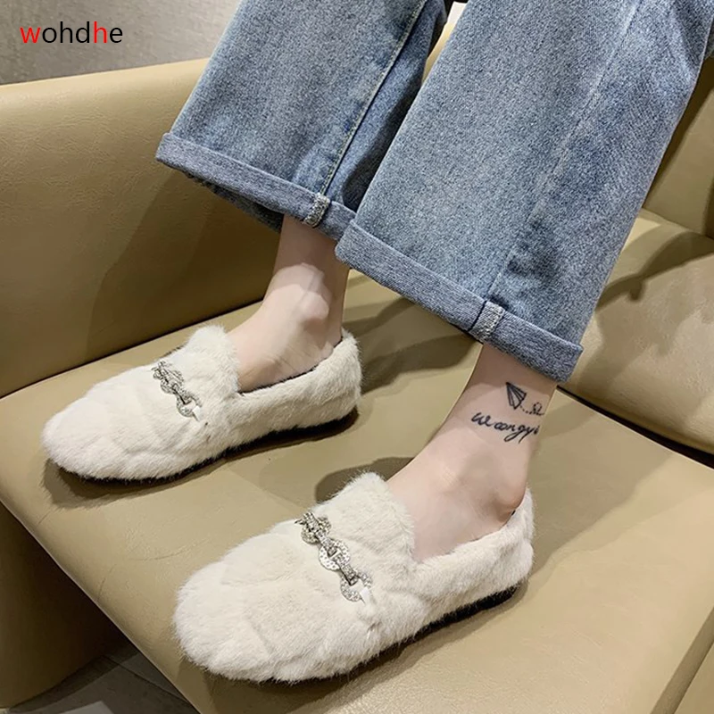 HQFZO женская обувь плоские легкие кожаные туфли круглый носок удобные зимние