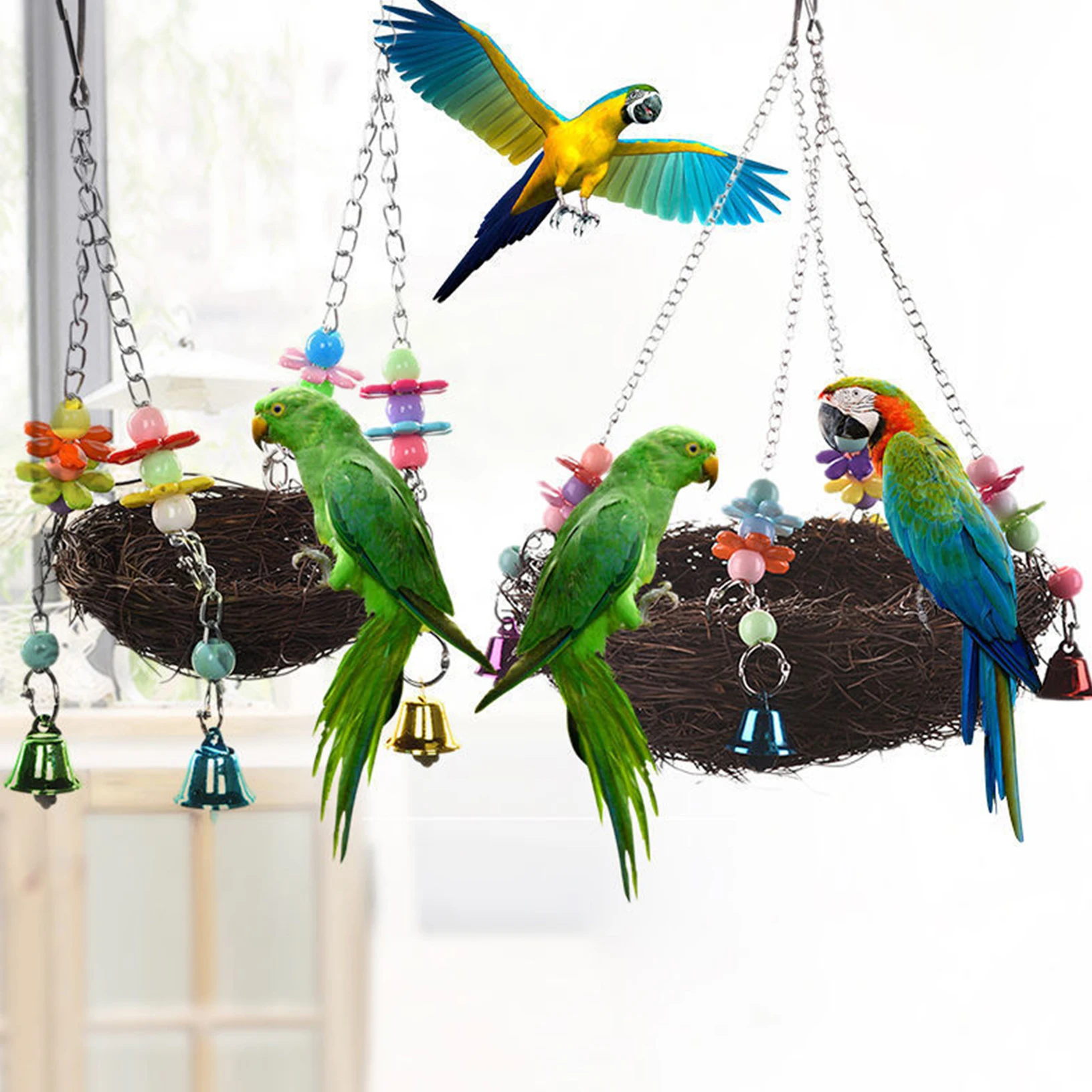 

Birds Toy Pet Bird Parrot Parakeet Budgie Cockatiel Cage Hut Nest Bird Toy Hammock Swing Toy Hanging Toy Brinquedo Pet Supplies