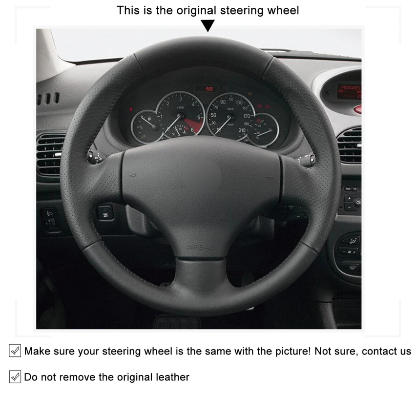 MEWANT черный кожаный замшевый автомобильный чехол на руль для Peugeot 206 2003 CC 2005