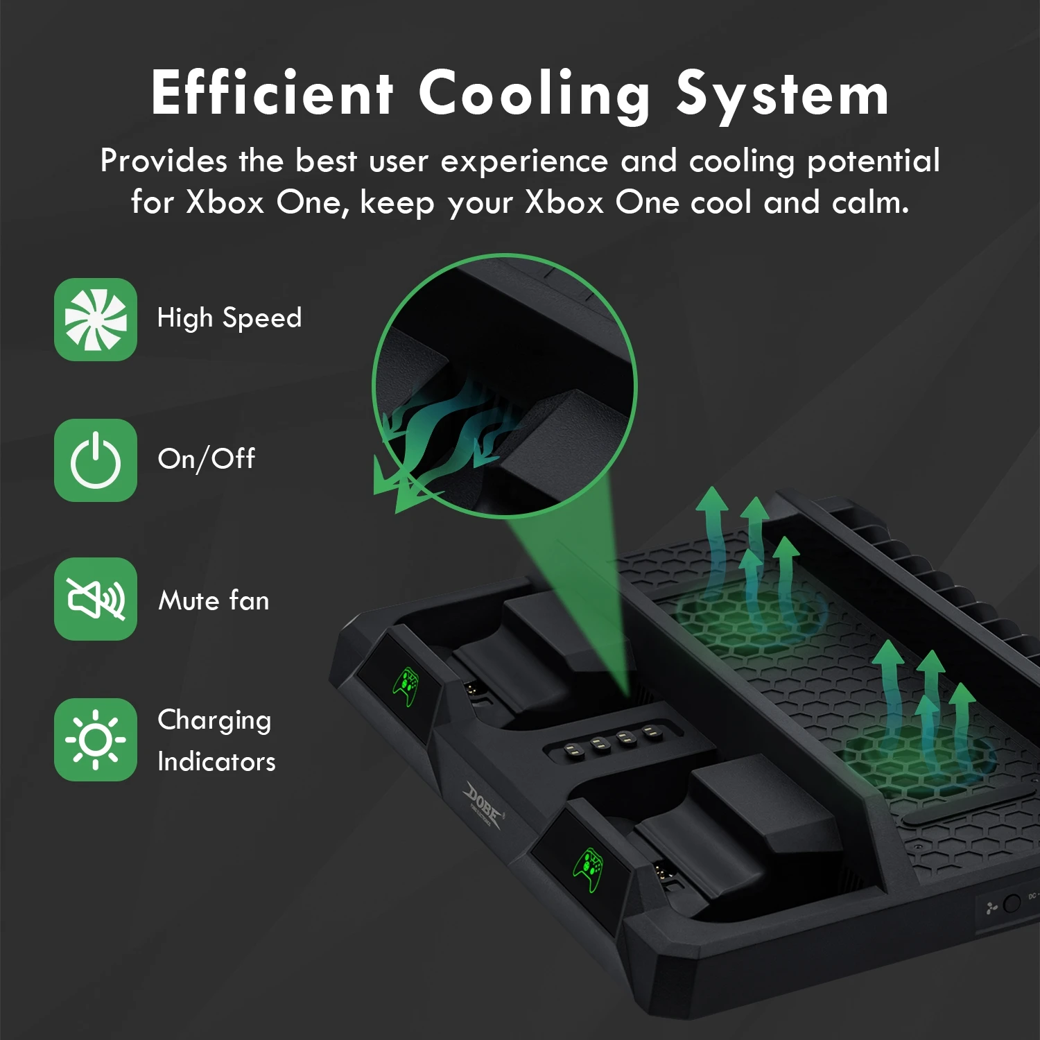 

DOUBLE-Multifunctional Cooling Stand, Fast Charging Station Cooler with LED Light for Xbox One / S / X Console Controller (TYX-1