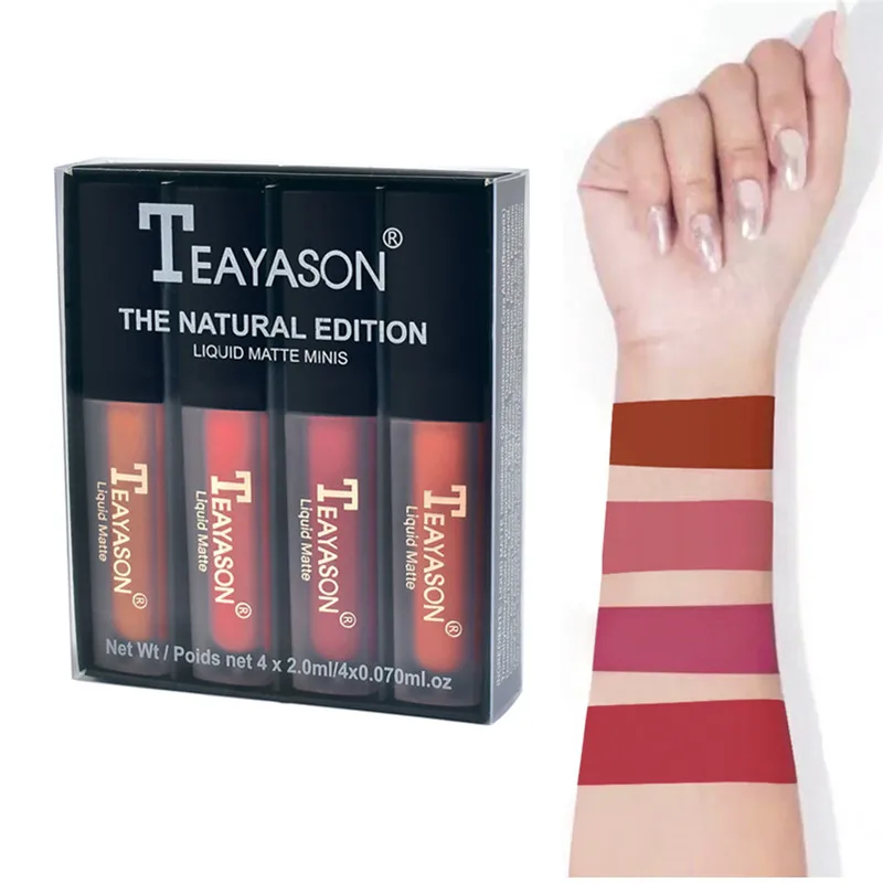 4 шт./лот матовый бархатный сексуальный блеск для губ косметический тинт