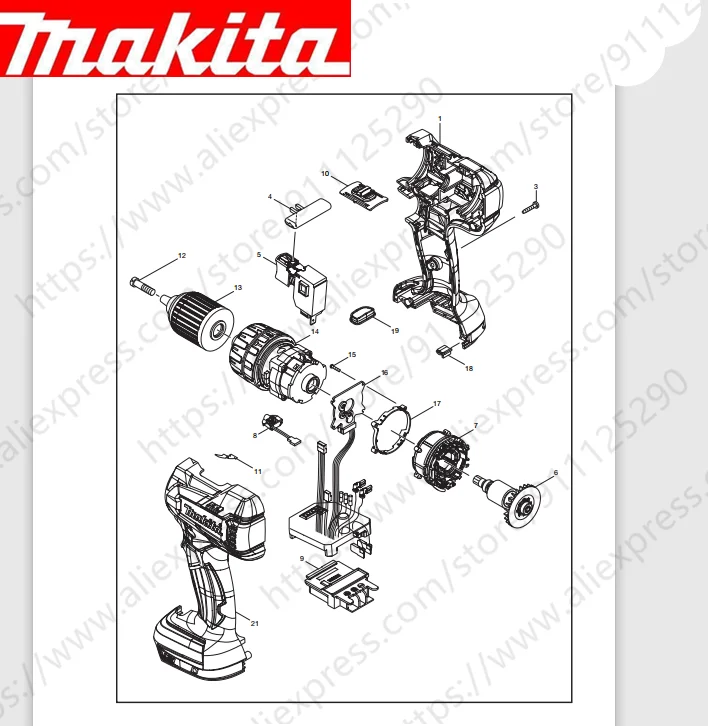 

Maktia for DHP480 Rotor switch stator handle housing bearing Spindle gear (Consult customer service)
