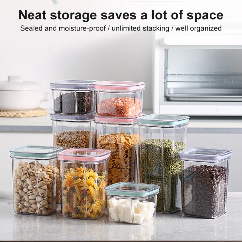 

Food Grade TPR Food Storage Containers Transparent Kitchen Sealed Fresh Storage Jars Food Preservation Box Leakproof Containers