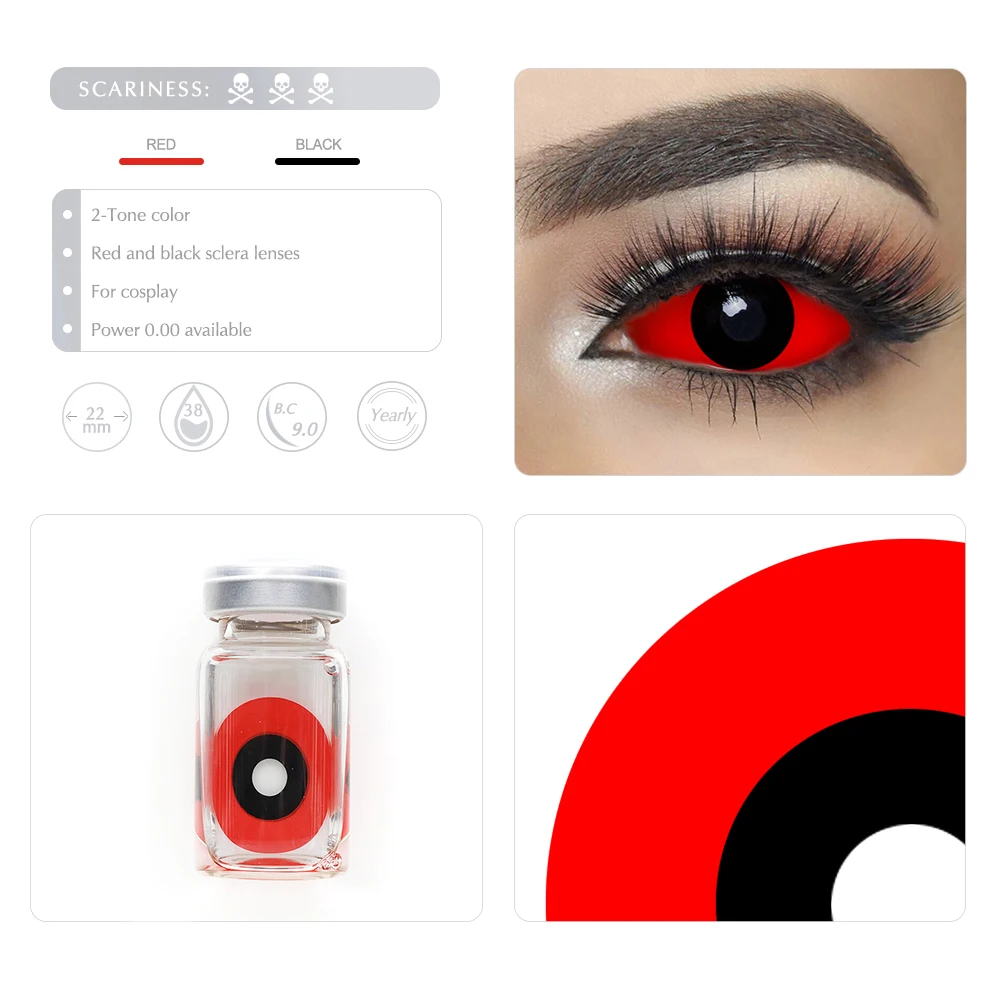 

Black And White Full Sclera Contact Lenses 22mm Large Diameter Crazy Lens For Eyes Halloween Cosplay 2pcs/Pair