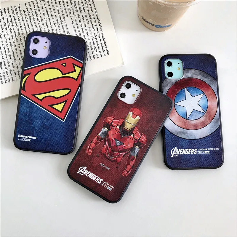 Marvel Avengers Captain Thor Soft Case For iphone 11 PRO MAX XS XR X 10 6 7 8 6S Plus Cover Coque 3D embossed Silver Frame Shell |