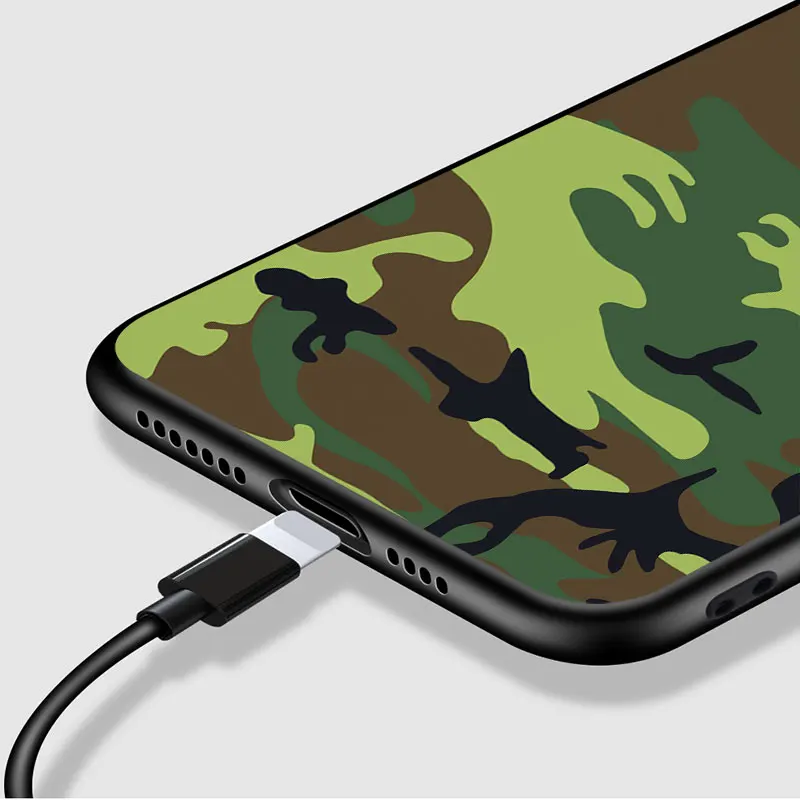 

Camouflage Pattern For iPhone 12 Pro Max Mini 11 Pro XS Max X XR 6S 6 7 8 Plus 5S Soft Black Phone Case