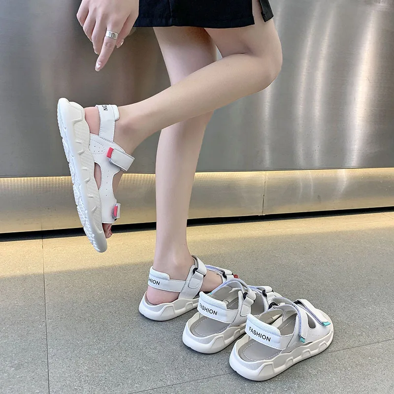 

Black Platform Sandals Female Shoe Med 2021 Summer Clogs With Heel All-Match Espadrilles Girls Beige Medium Flat Fashion Comfort