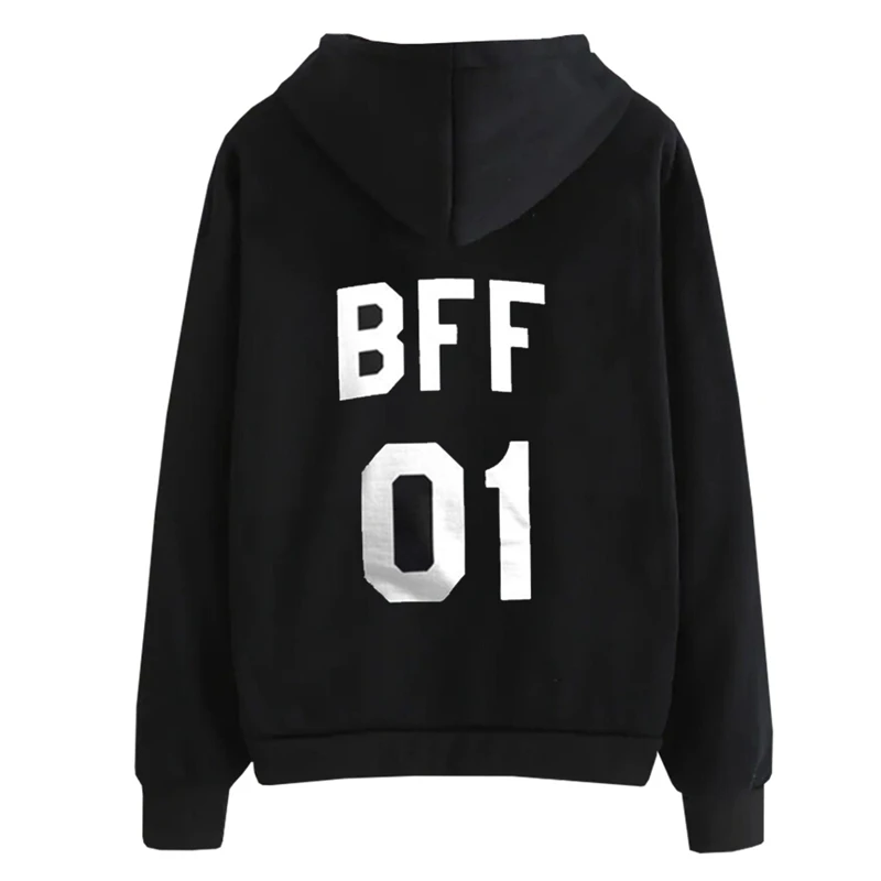 Bff 01 02 толстовка с буквенным принтом лучший друг Толстовка для женщин с длинным рукавом Толстовка с капюшоном Harajuku пуловер