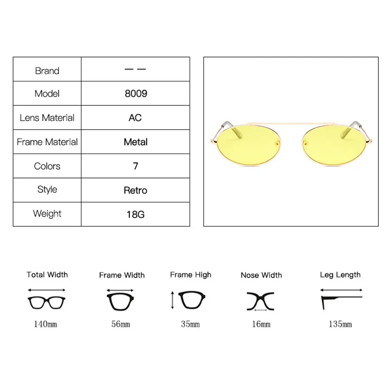 

WOENFEL Vintage Oval Sunglasses Women Fashion Retro Luxury Classic Brand Sun Glasses Men Designer Small Metal Frame Eyewear