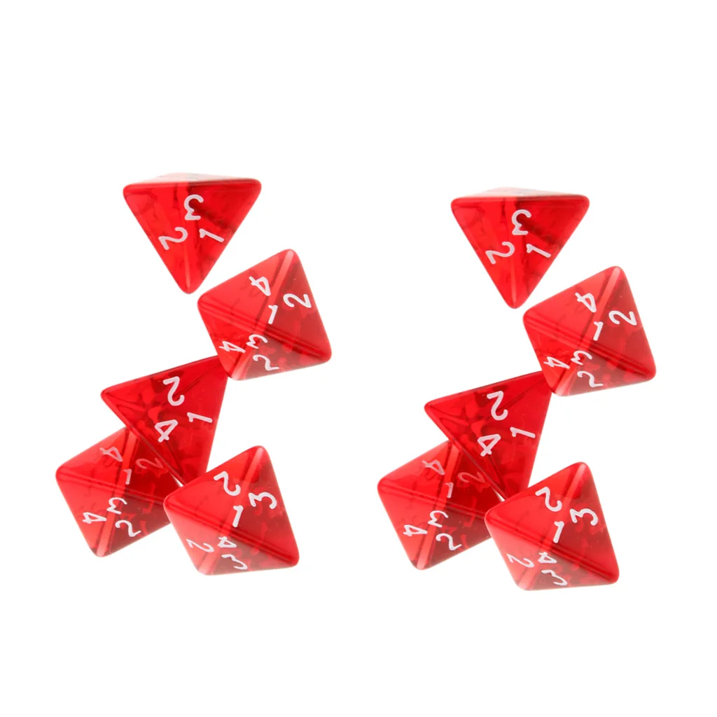 

10Pcs/set Four Sided Acrylic Dices RPG TRPG MTG D4 Dice Cubes for Roleplaying Games D&D DND