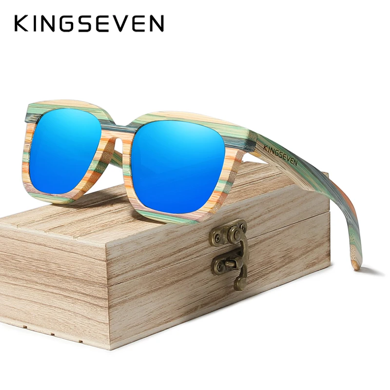 

KINGSEVEN Handmade Retro Natural Bamboo Sunglasses Men Women Polarized Mirror UV400 Sun Glasses Full Frame Wood Shades