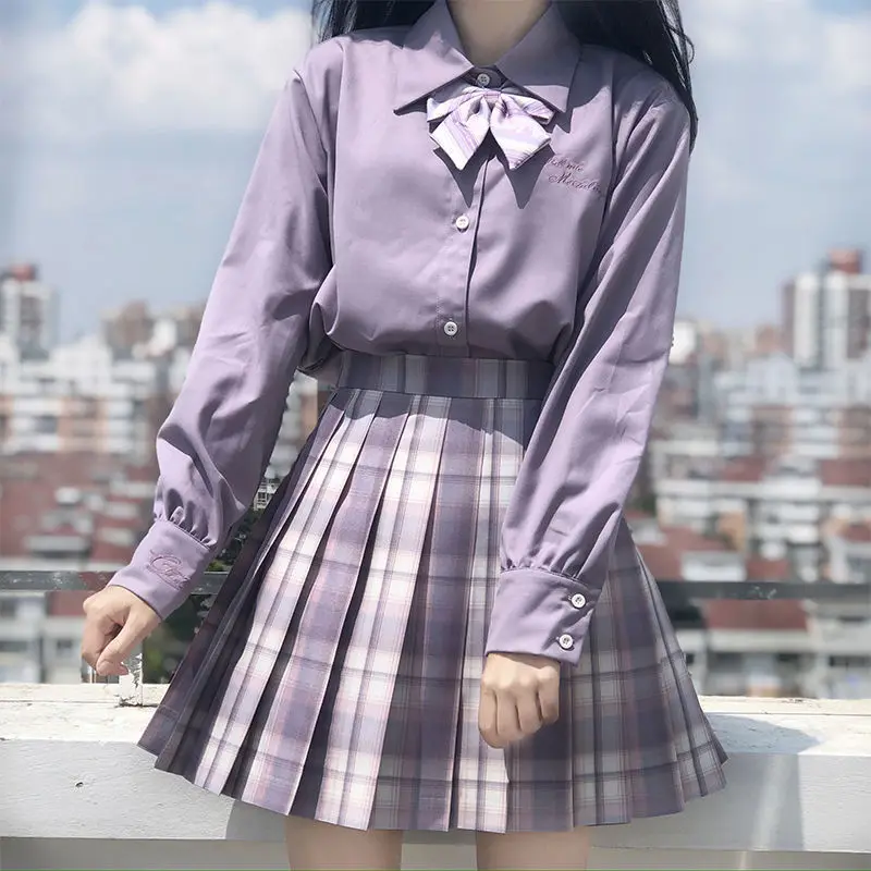 

Deeptown Autumn Winter Shirts Women Fashion JK Blouse Women Long Sleeve Loose Casual Tops Embroidery White Button Up Shirt