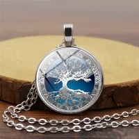2020 men and women couples gift celtic tree time necklace glass dome pendant retro style black brown silver color sweater chain