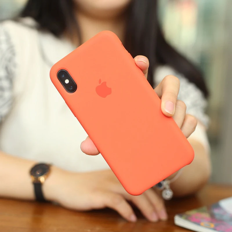 Жидкий силиконовый чехол для iPhone 6S 7 8Plus X XR XS Max papaya фруктовый карамельный цвет
