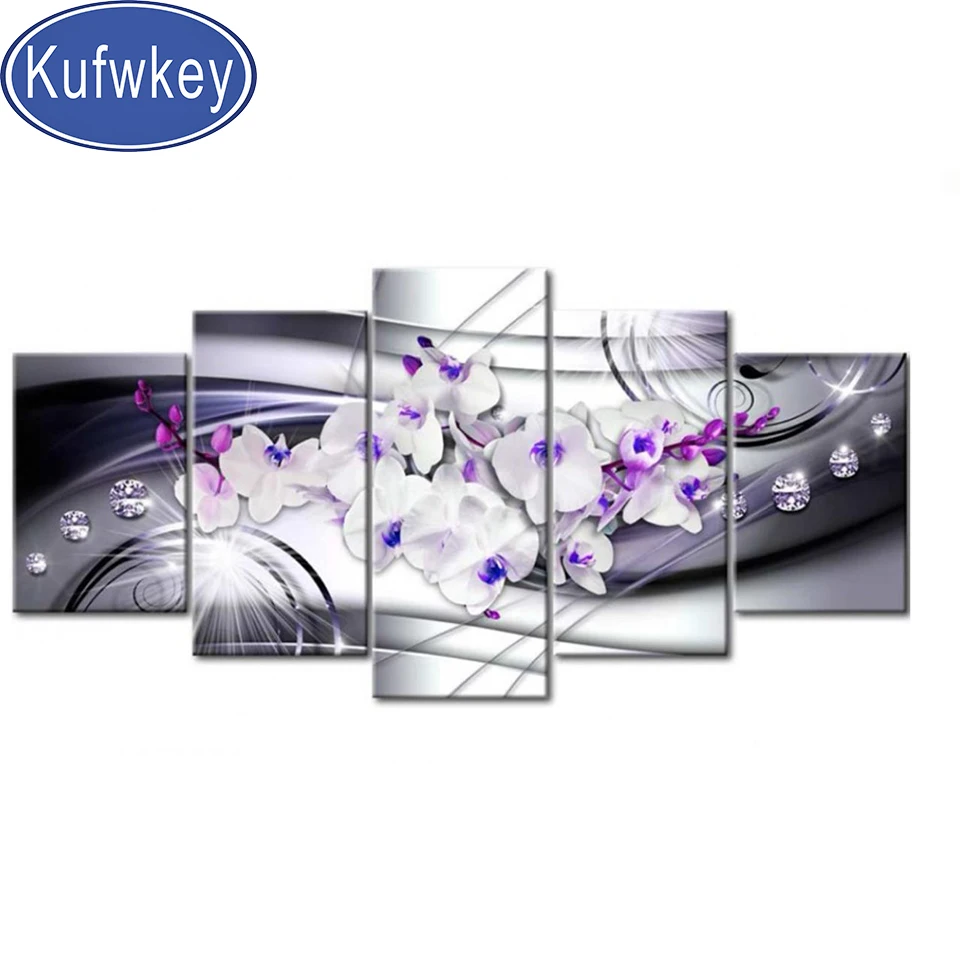 5 шт. цветок белой орхидеи 5d полное сверло квадратная алмазная живопись полный