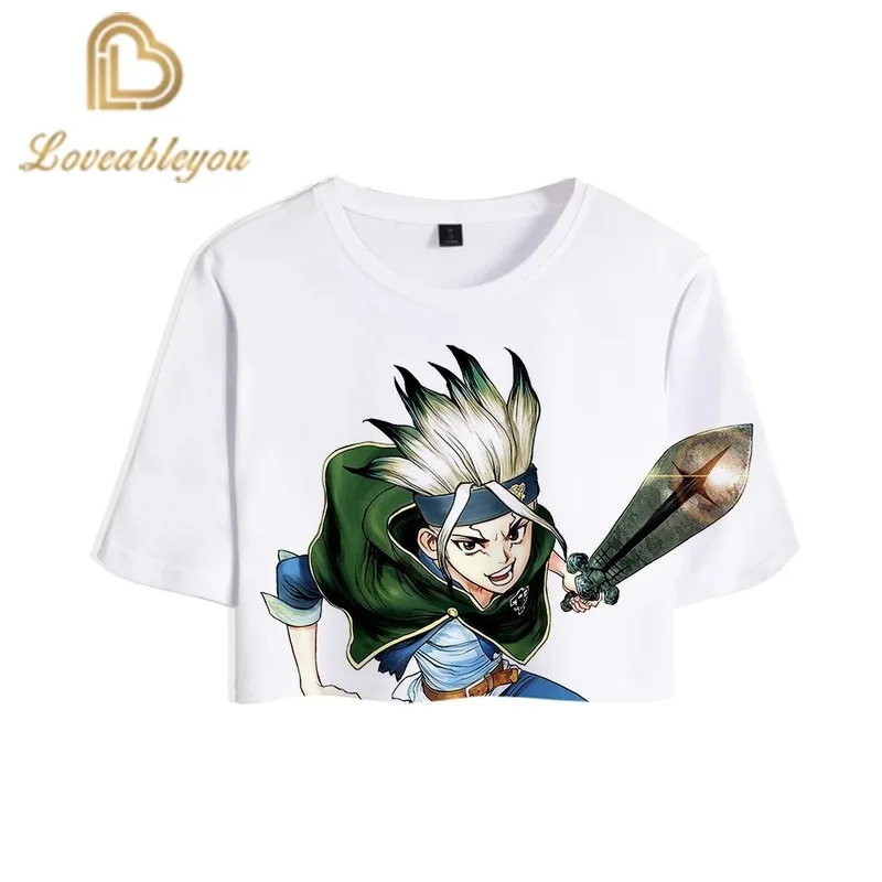 

Comic Dr.STONE Summer Tshirt Harajuku Sexy Crop Top Women T Shirt Funny for Pretty Girls Short T- Shirt Female Tops