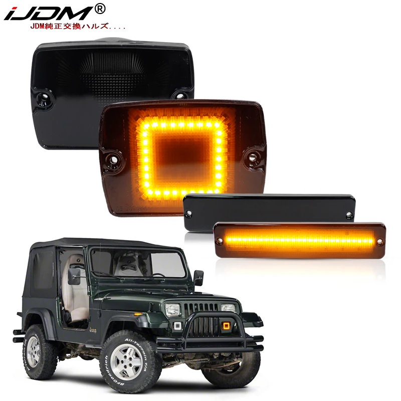 IJDM боковой маркер указатель поворота светильник и передний бампер DRL для Jeep Wrangler