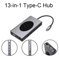high speed type c to pd vga hub expansion dock durable usb 3 0 laptop docking station wireless charger for pc laptops
