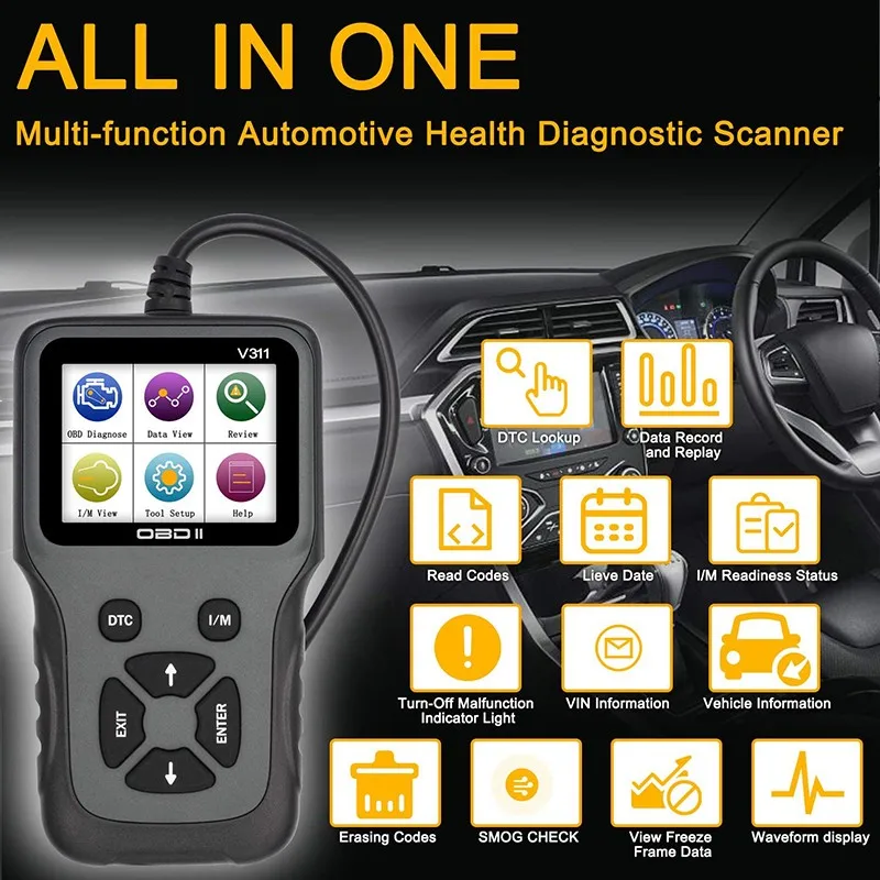 Автомобильный диагностический сканер OBD2 считыватель кодов ошибок двигателя