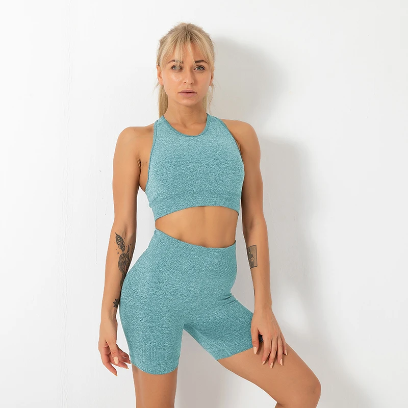 Набор для йоги женские шорты спортивный бюстгальтер розовый фитнеса