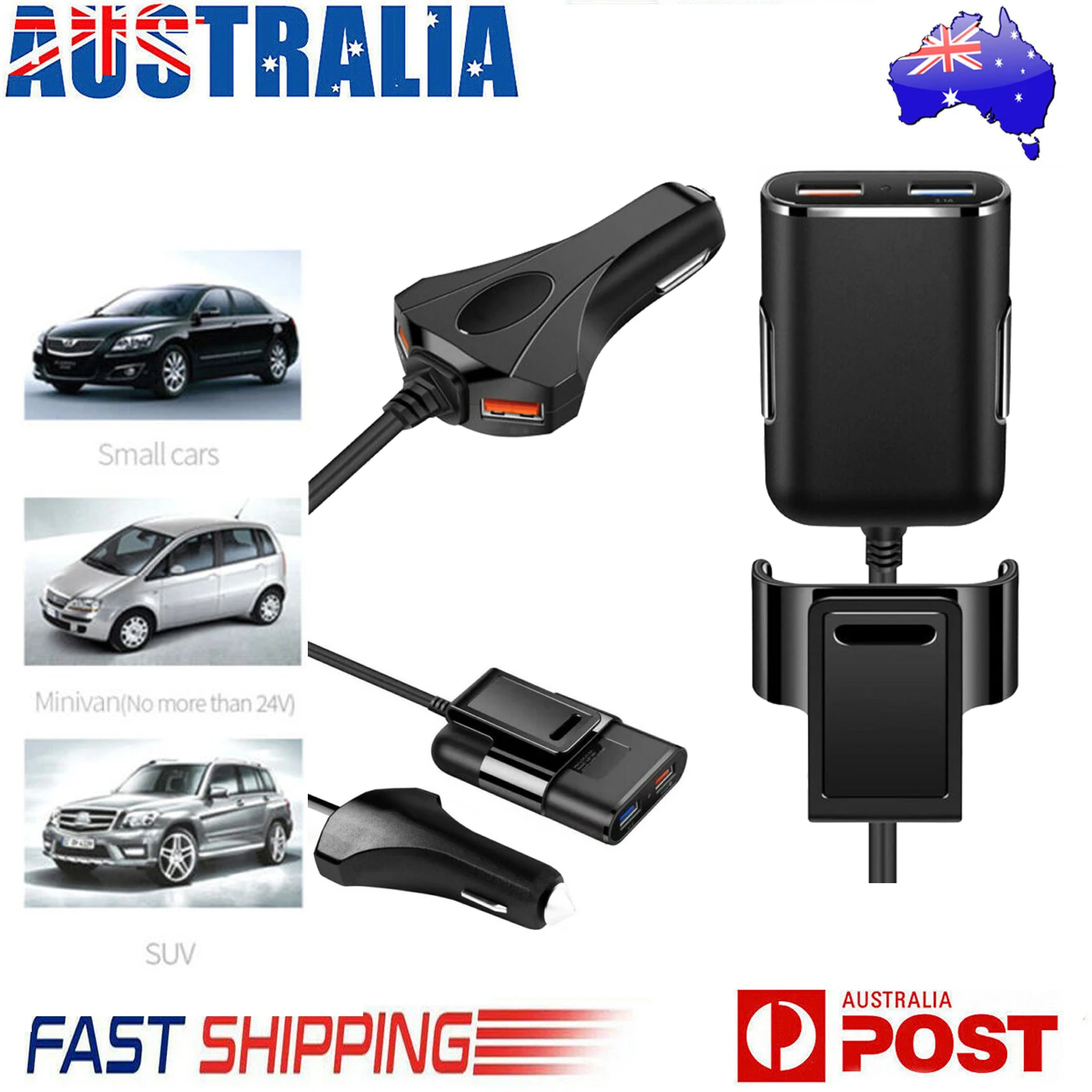 

4-Port USB Car Charger Quick Charge 3.0 Fast Charging Charger Adapter