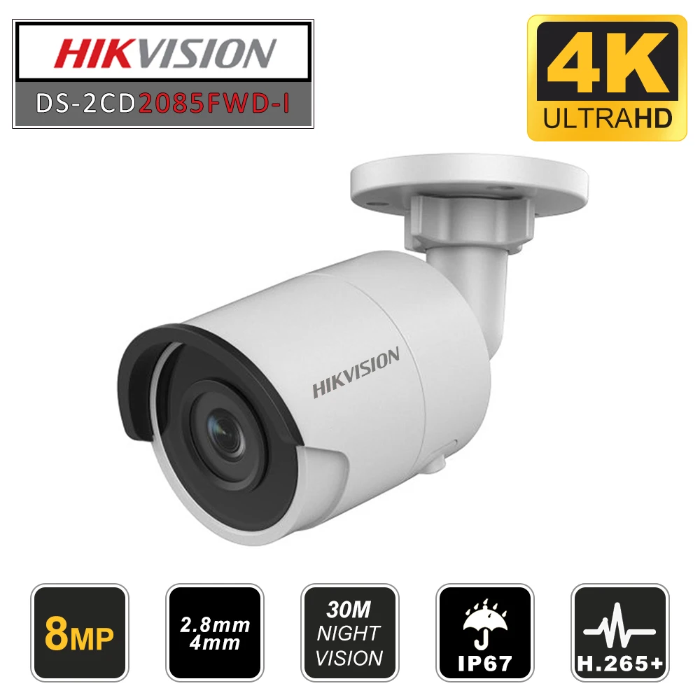 Hikvision 8MP DS 2CD2085FWD I Bullet POE IP Камера уличная Weerbestendig IP67 CCTV видеонаблюдения Nachtzicht