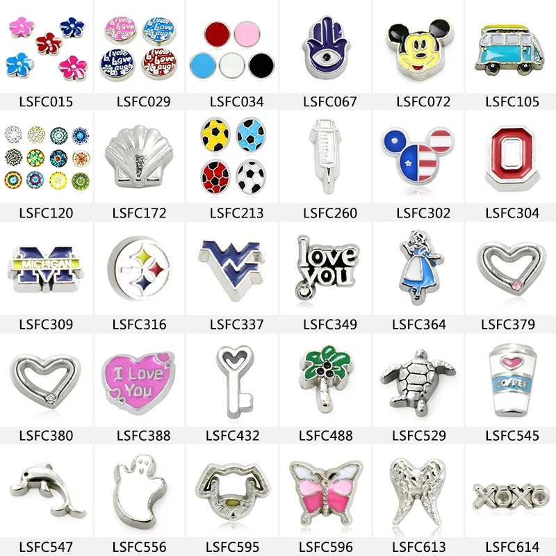 10 шт. разные стильные Плавающие Подвески из цинкового сплава подходят для