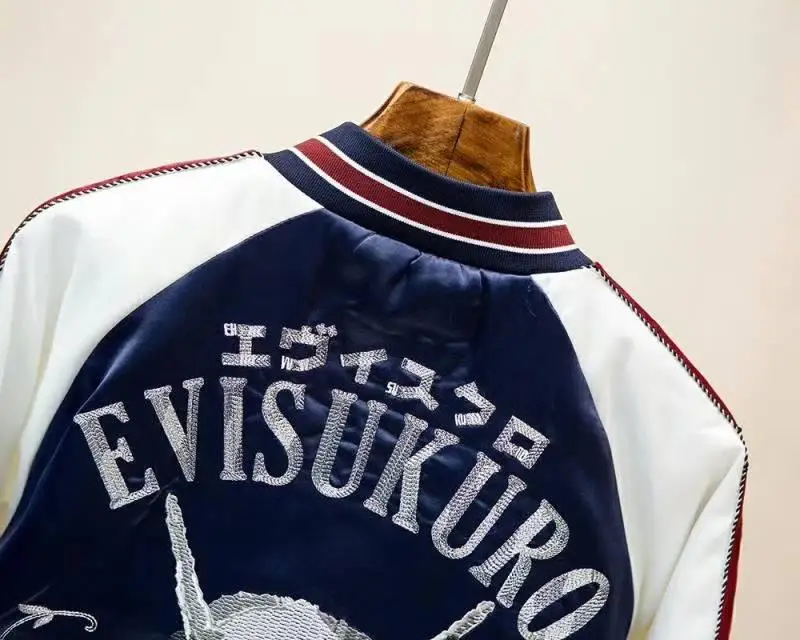 Evisu Осень Зима Высокое качество модные теплые дышащие мужские хлопковые куртки тренд мужские и женские пальто для пар Тренч