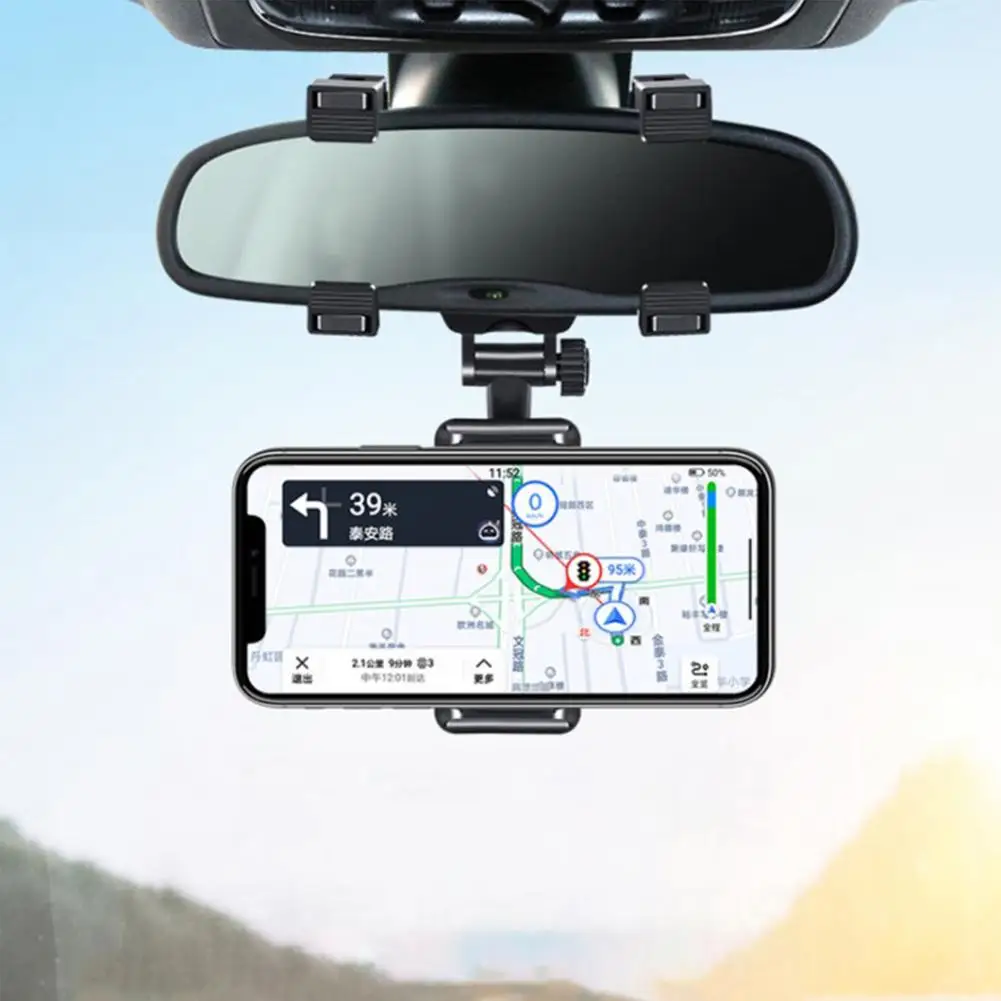 

Adjustable 360Degree Rotation Car Mount Car Rearview Mirror Phone Holder Bracket Stands For Universal Smart Mobile Phone GPS