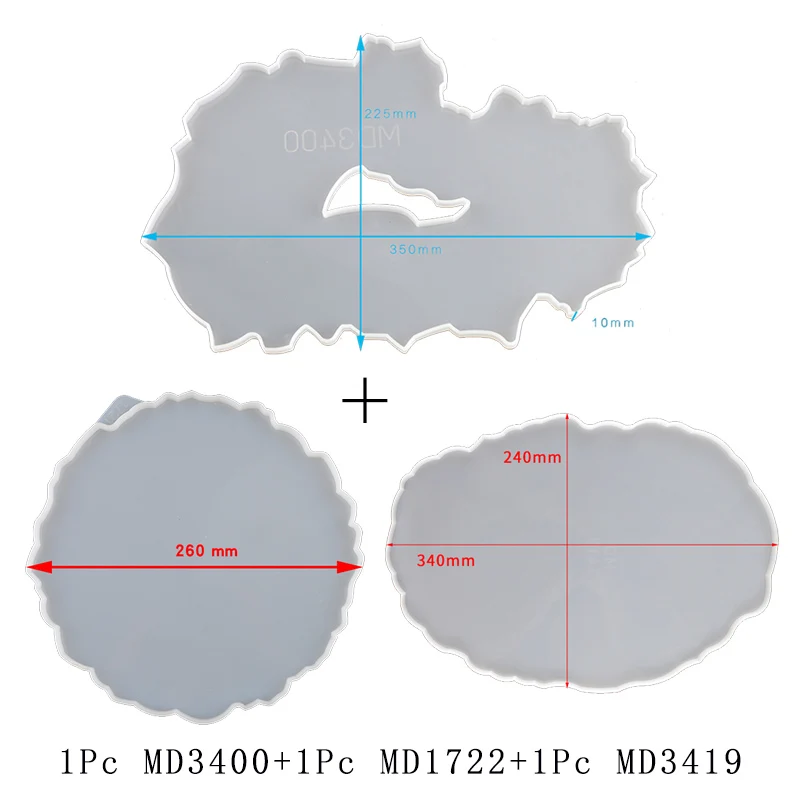 TC091 3Pcs Irregular Fruit Tray Mold DIY Resin Mold Silicone Cake Large Coaster Geode Cup Holder Mould