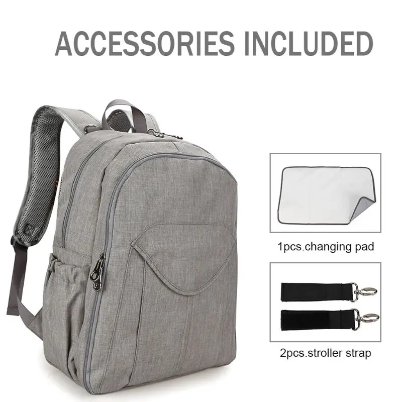 

Baby Diaper Backback Large Capacity Mummy Nappy Bag Multifunctional Daypack with Changing Pad Stroller Straps for Moms Dads