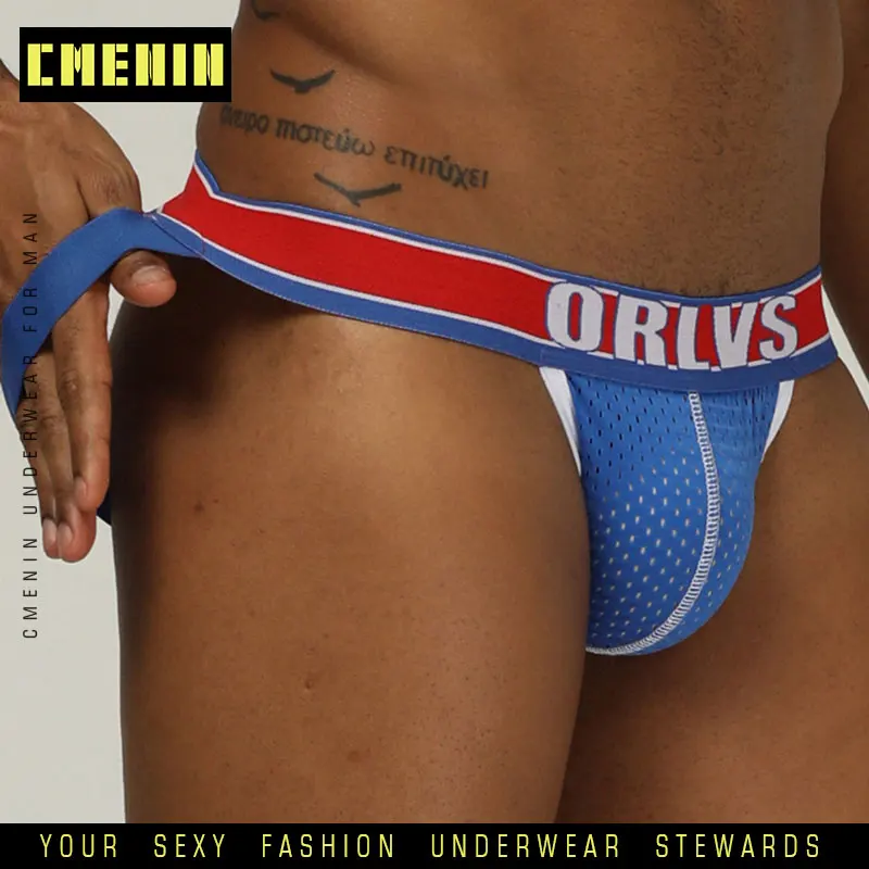 Мужские стринги с мешочком для пениса черные дышащие трусы бикини в сетку бандаж