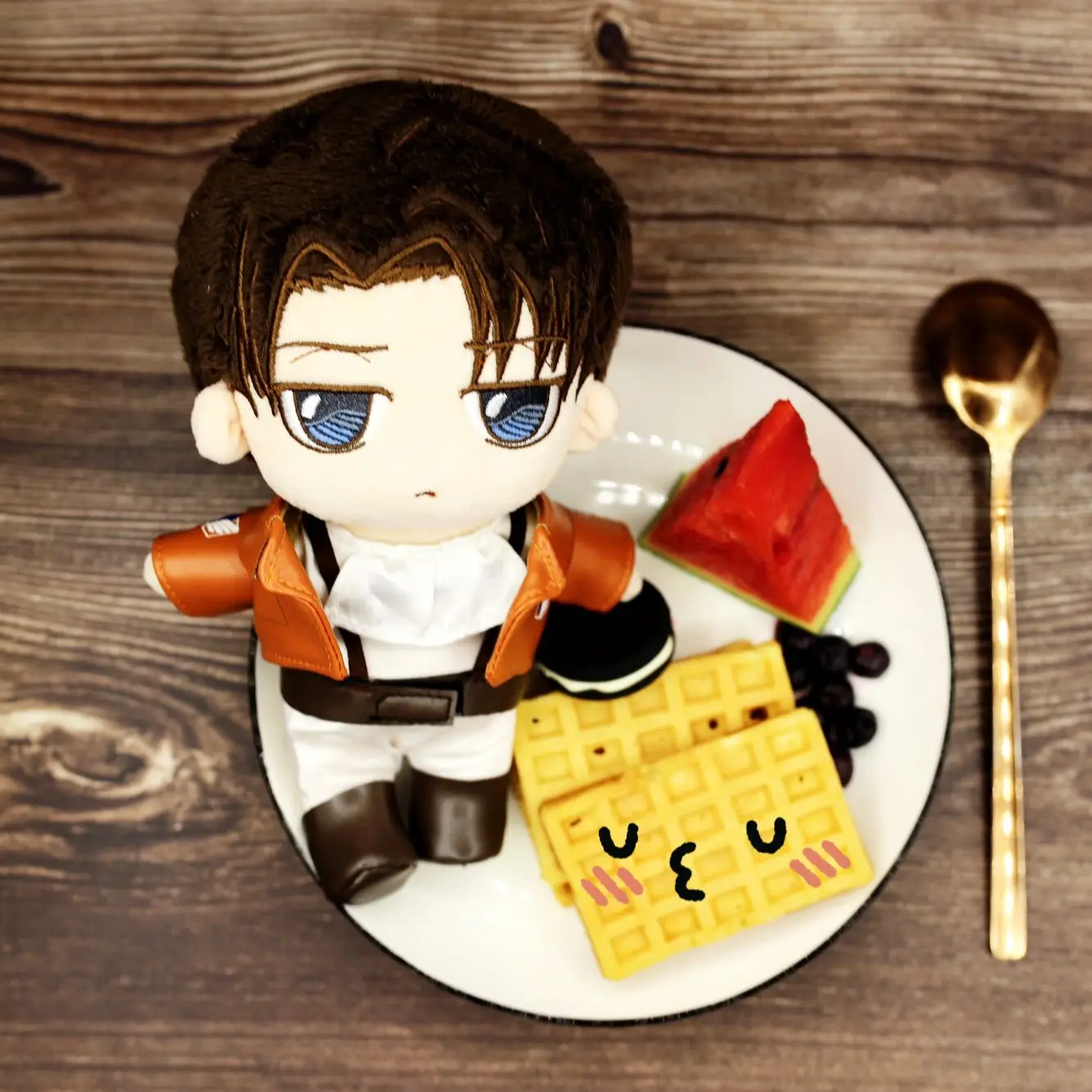 Uoozii Ackerman-figura de peluche de Anime Attack On Titan Levi, ropa de mu&ntilde;eca cambiable, regalo para fan&aacute;ticos de AOT, 9 "/23cm-4