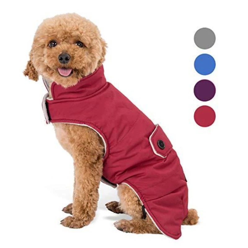 Warm Small Dog Clothes Winter Waterproof Coat Cotton plus Fleece Pet doggie Clothing Vest Puppy Jacket For Medium Dogs | Дом и сад